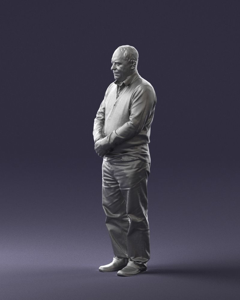 Grandfather in brown sweater 0663 3D Print Ready 3D print model_7