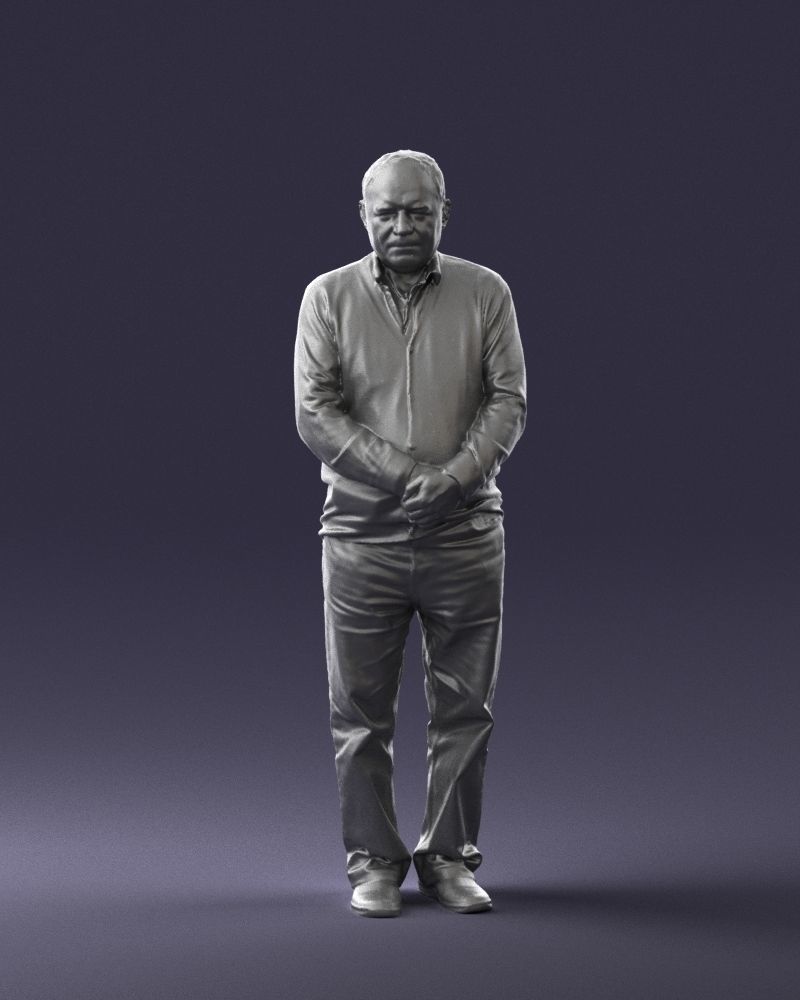 Grandfather in brown sweater 0663 3D Print Ready 3D print model_1