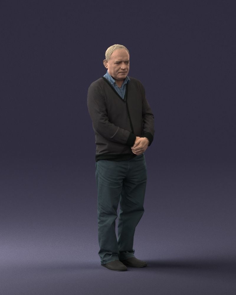 Grandfather in brown sweater 0663 3D Print Ready 3D print model_33