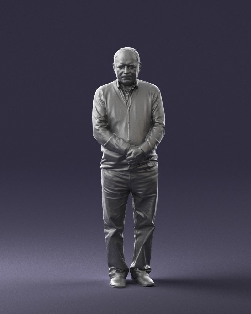 Grandfather in brown sweater 0663 3D Print Ready 3D print model_37