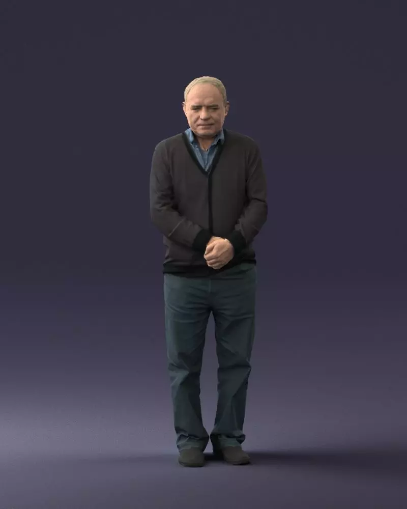 Grandfather in brown sweater 0663 3D Print Ready 3D print model_0