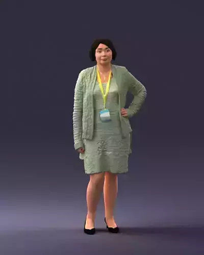 Lady green business suit 0661