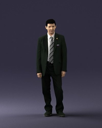Male deputy in tie 0655 3D model