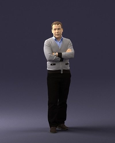 Guy gray sweater with clock 0678 3D Print Ready 3D print model