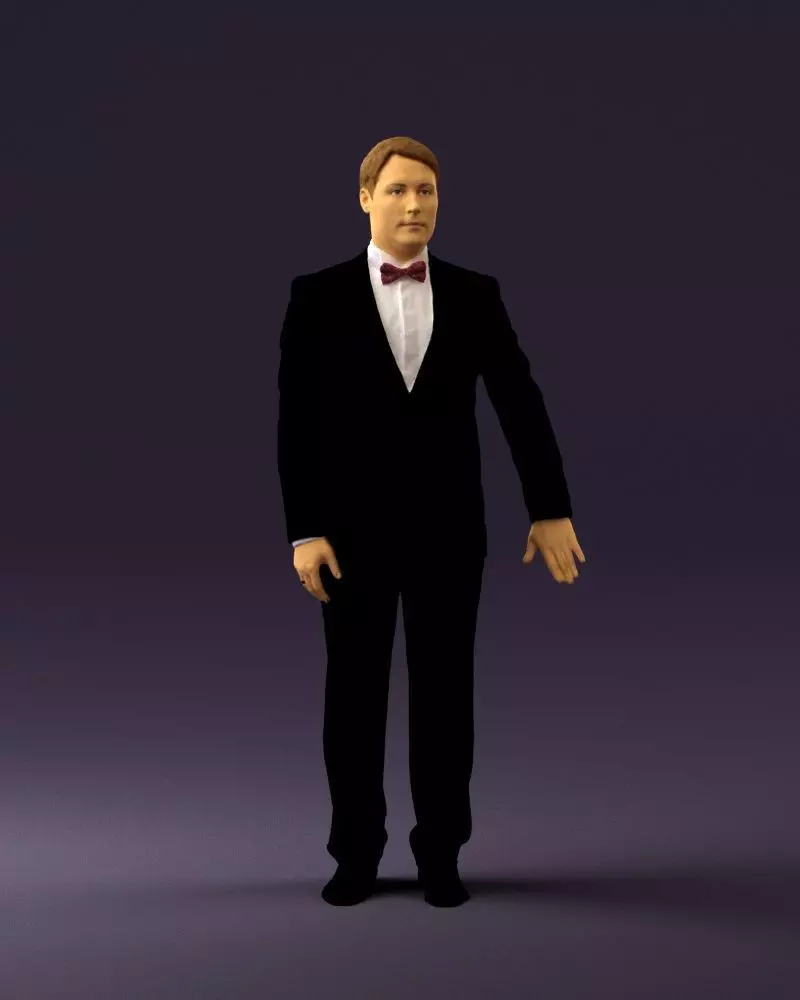 002057 Man black evening suit 0669 STL Miniature 3D print model