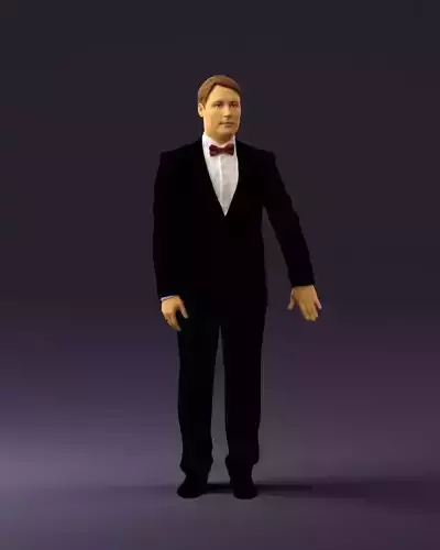 Man in black evening suit 0669 3D Print Ready