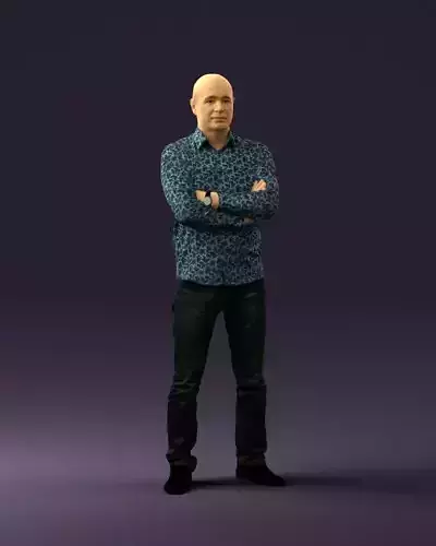 Man in dark blue white tshirt 0667 3D Print Ready 3D print model