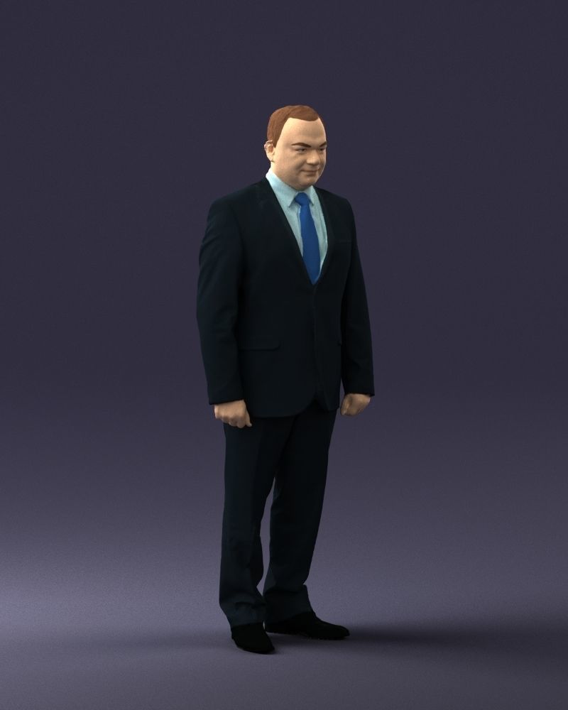 Man suit and blue tie 0674 3D model_33
