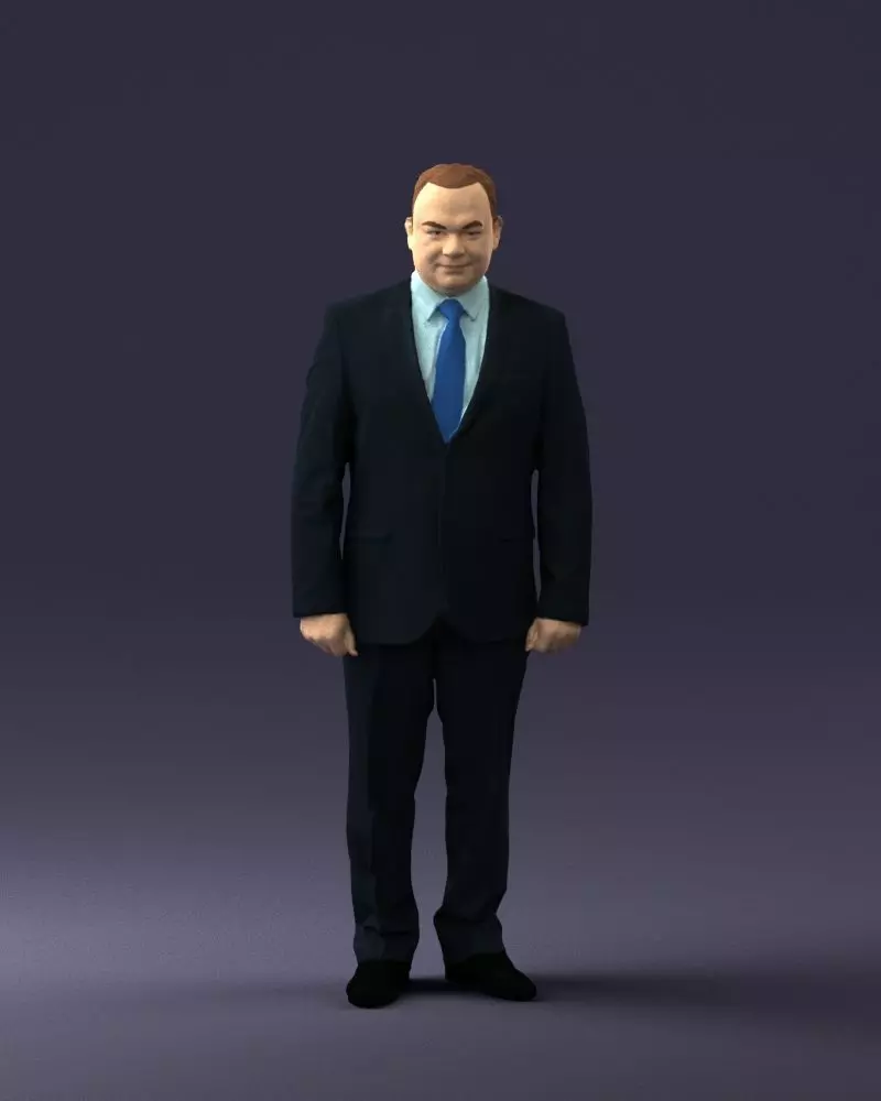 Man suit and blue tie 0674 3D model_0