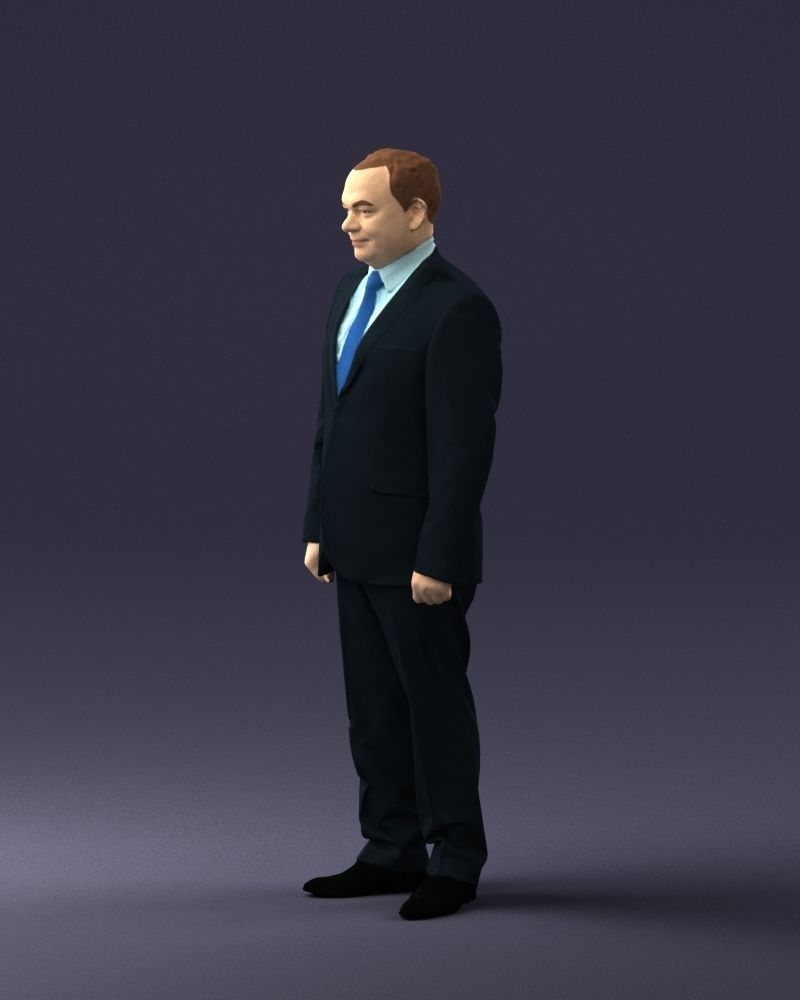 Man suit and blue tie 0674 3D model_6