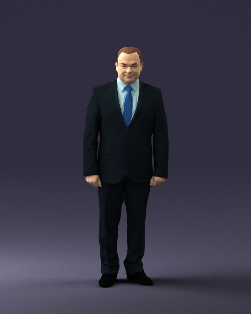 Man suit and blue tie 0674 3D model_36