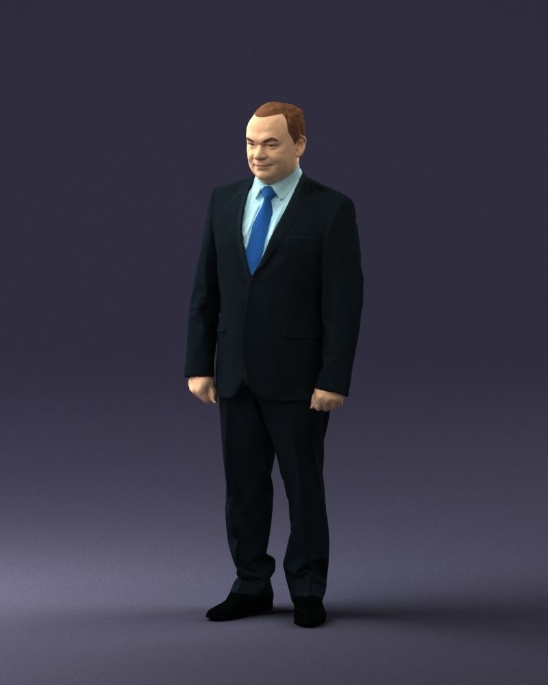 Man suit and blue tie 0674 3D model_3