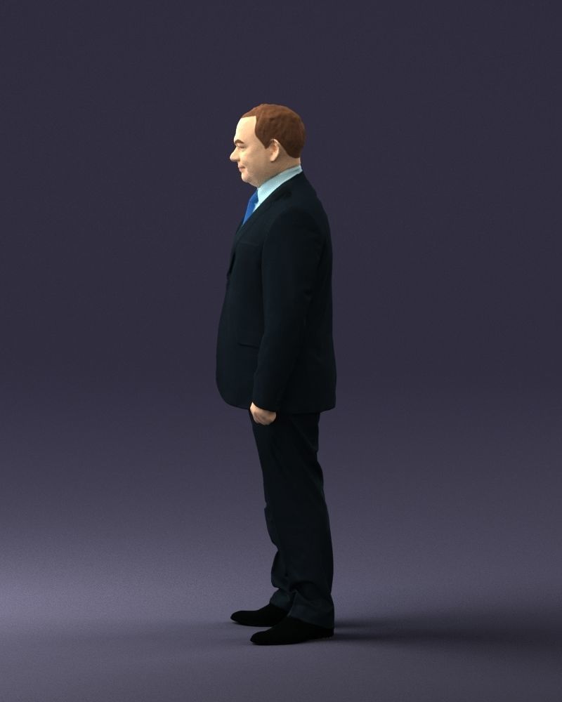 Man suit and blue tie 0674 3D model_9