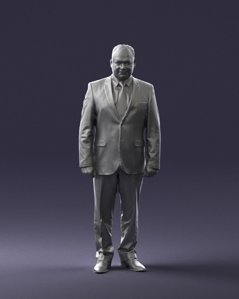 Man suit and blue tie 0674 3D model_37