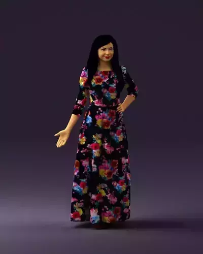 Woman in flower dress 0670