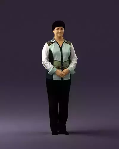 Woman in white top black pants 0672 3D Print Ready