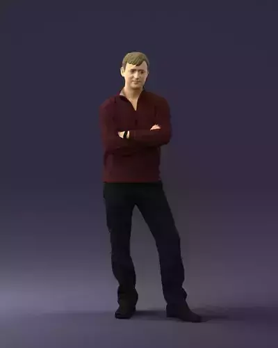 Young man burgundy sweater 0697