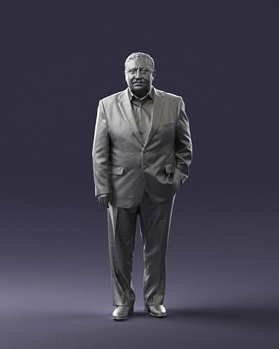 Mustachioed man dark suit 0701 3D Print Ready 3D print model
