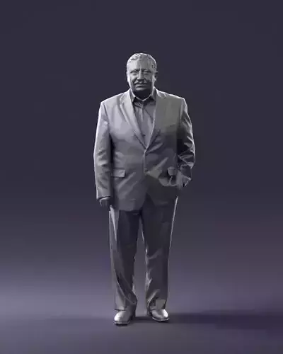 Mustachioed man dark suit 0701 3D Print Ready