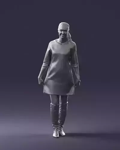 Girl with braid short dress 0722 3D Print Ready