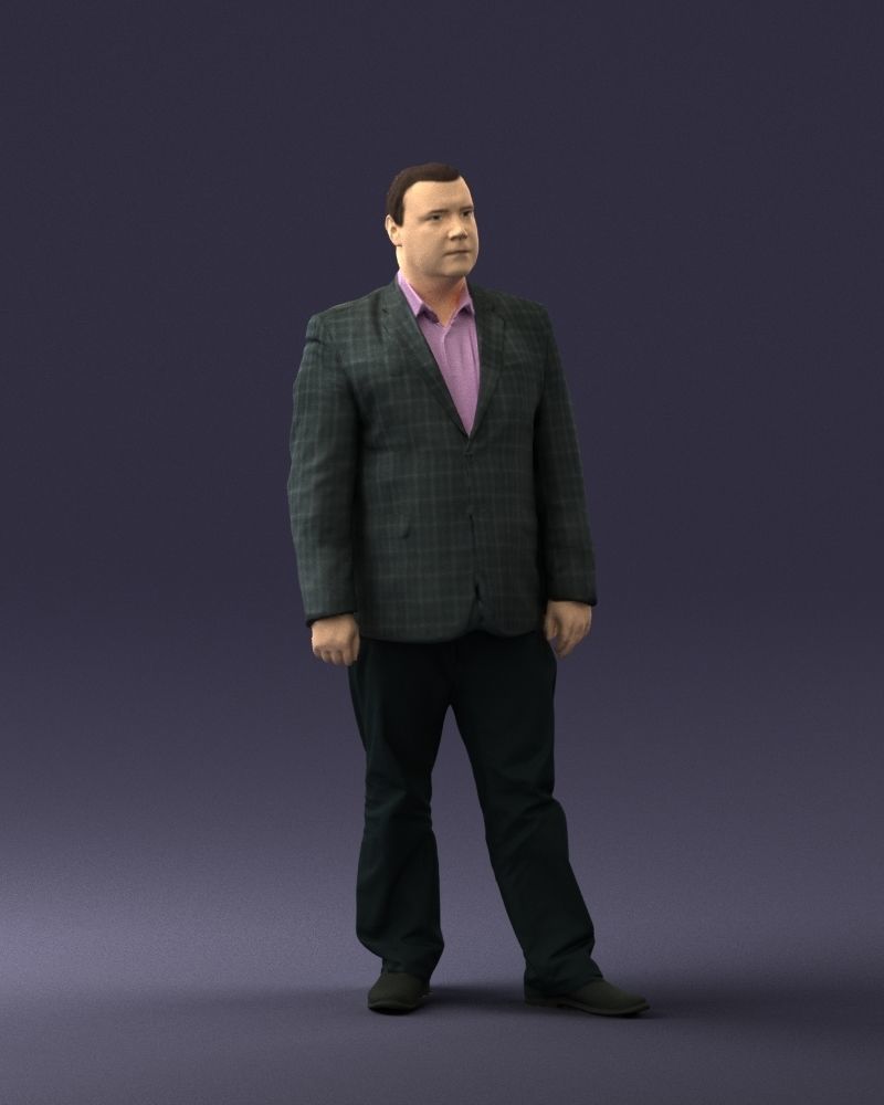 Plump man plaid jacket 0716 3D Print Ready 3D print model_23