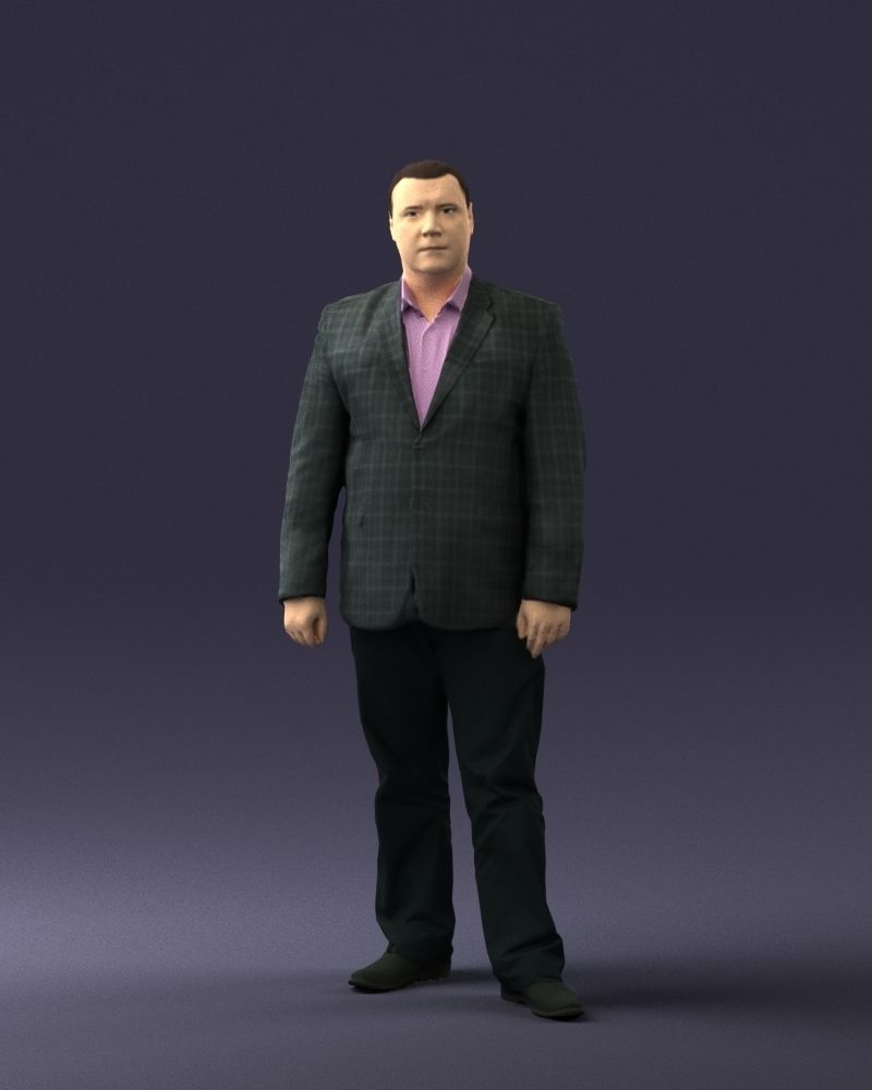 Plump man plaid jacket 0716 3D Print Ready 3D print model_25