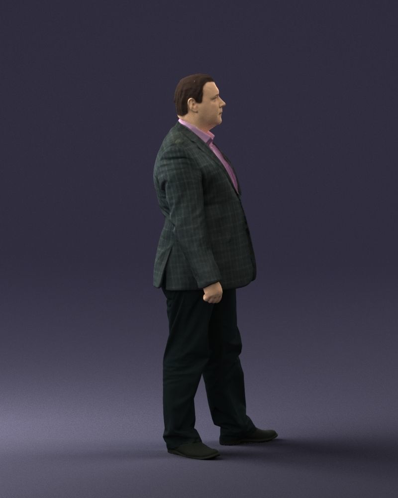 Plump man plaid jacket 0716 3D Print Ready 3D print model_19