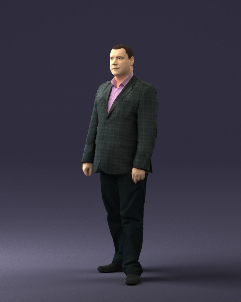 Plump man plaid jacket 0716 3D Print Ready 3D print model_3