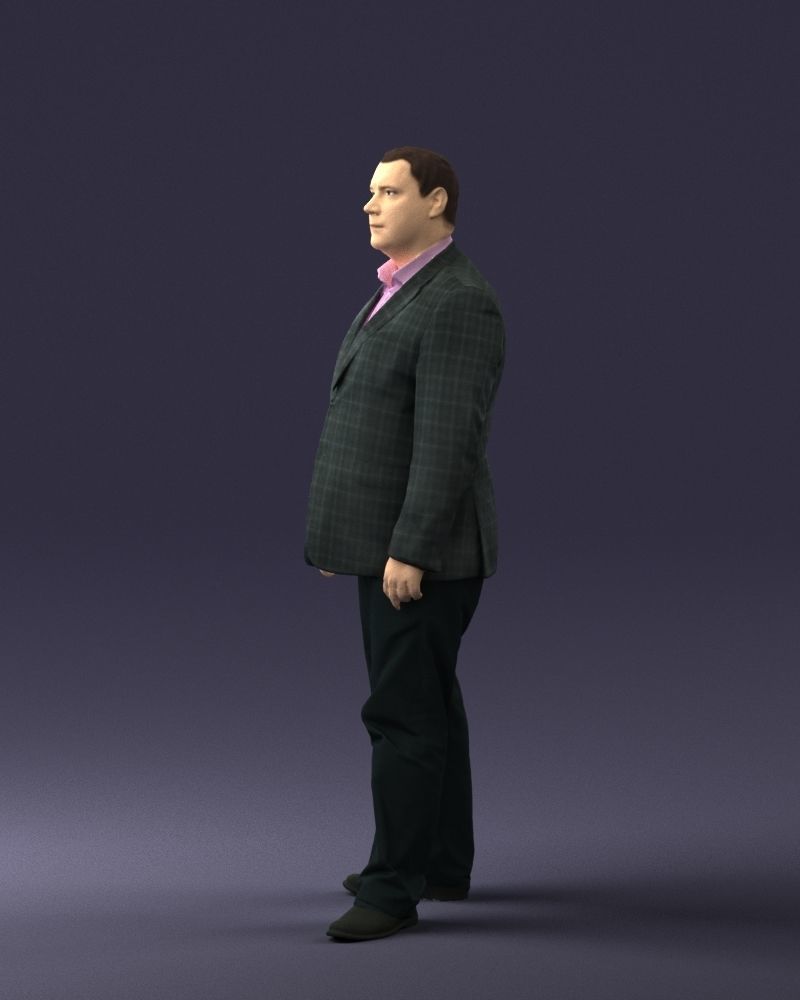 Plump man plaid jacket 0716 3D Print Ready 3D print model_5