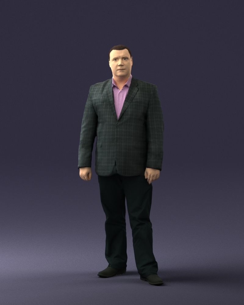 Plump man plaid jacket 0716 3D Print Ready 3D print model_1