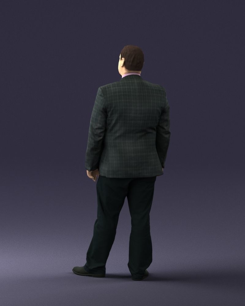 Plump man plaid jacket 0716 3D Print Ready 3D print model_11