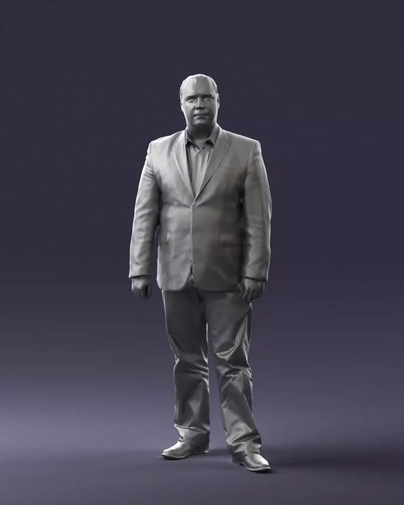002106 Plump man plaid jacket 0716 STL Miniature 3D print model