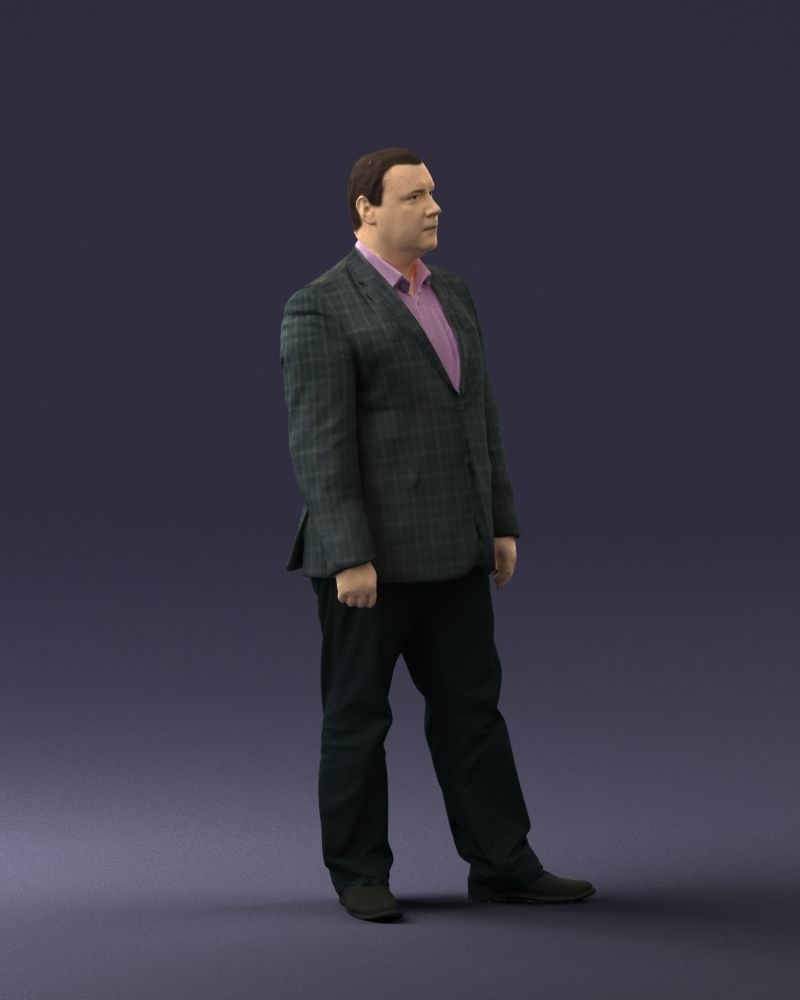 Plump man plaid jacket 0716 3D Print Ready 3D print model_21