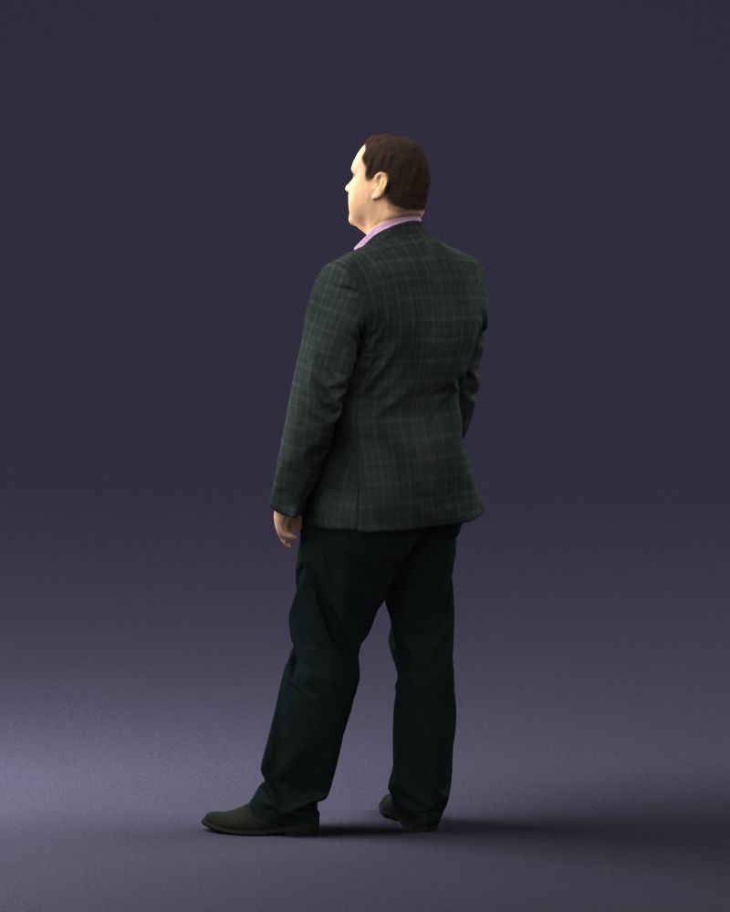 Plump man plaid jacket 0716 3D Print Ready 3D print model_9