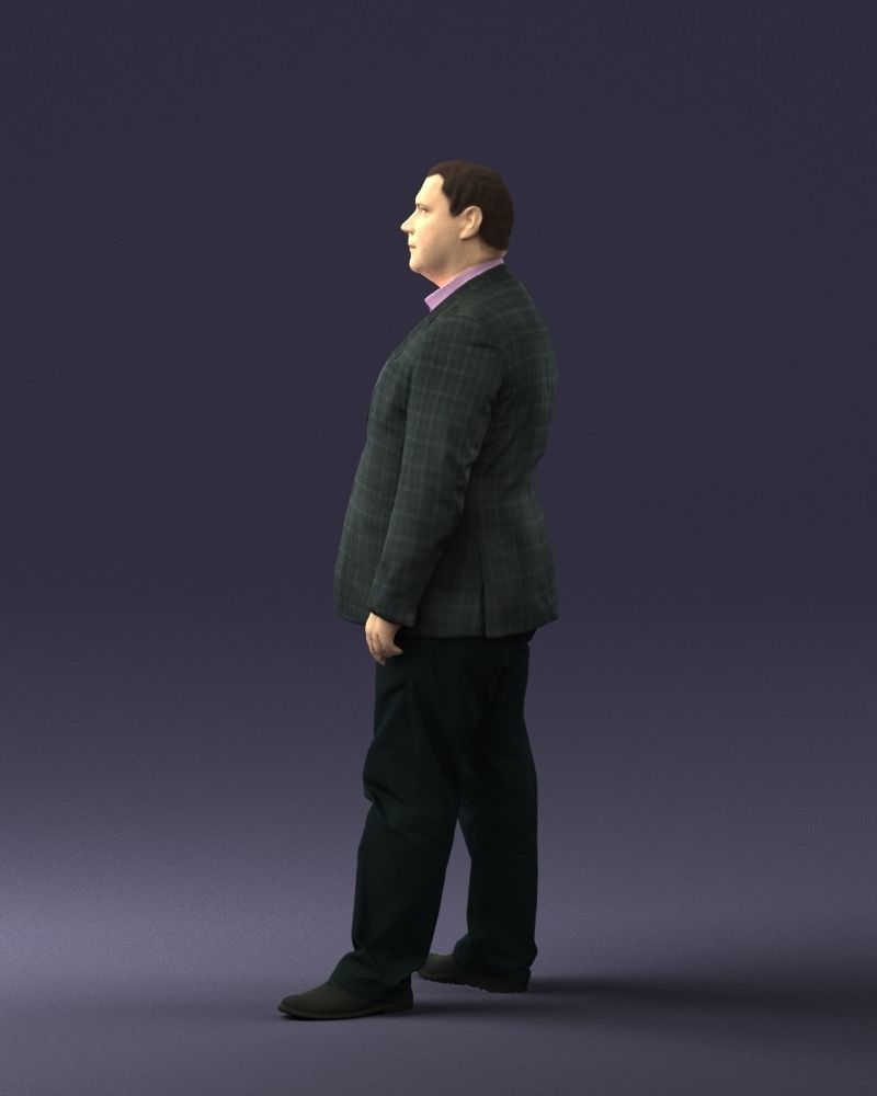 Plump man plaid jacket 0716 3D Print Ready 3D print model_7