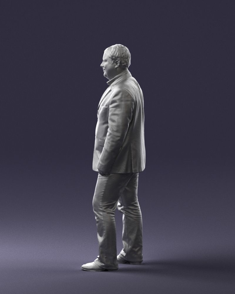 Short haired man striped shirt 0719 3D model_10