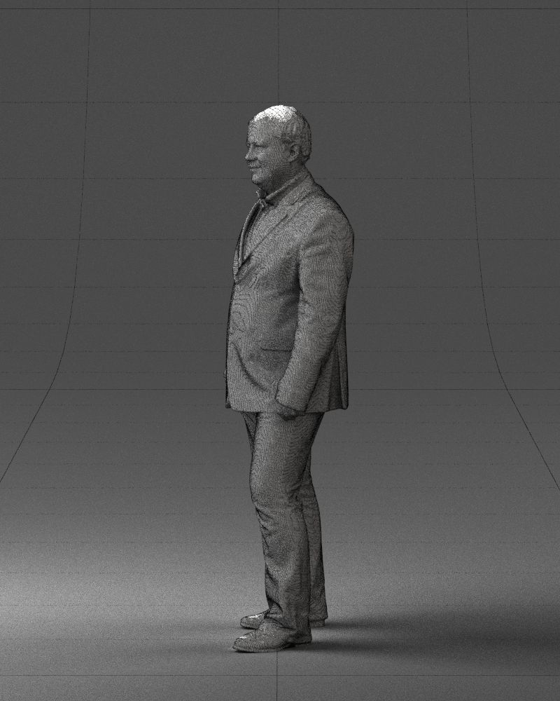 Short haired man striped shirt 0719 3D model_8