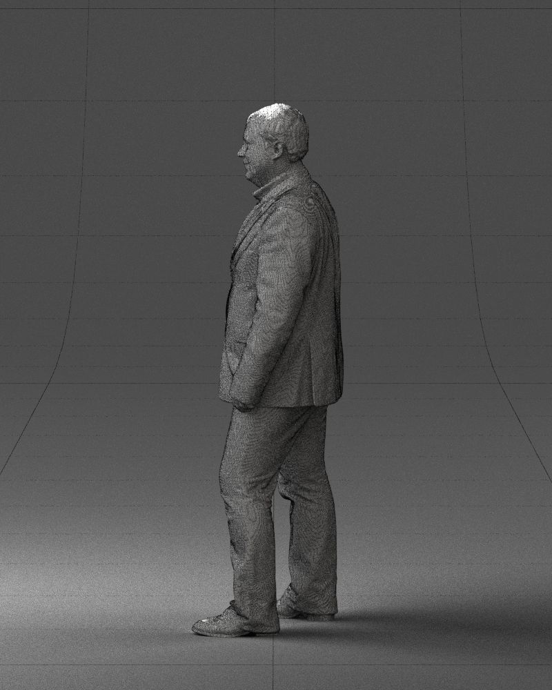 Short haired man striped shirt 0719 3D model_11