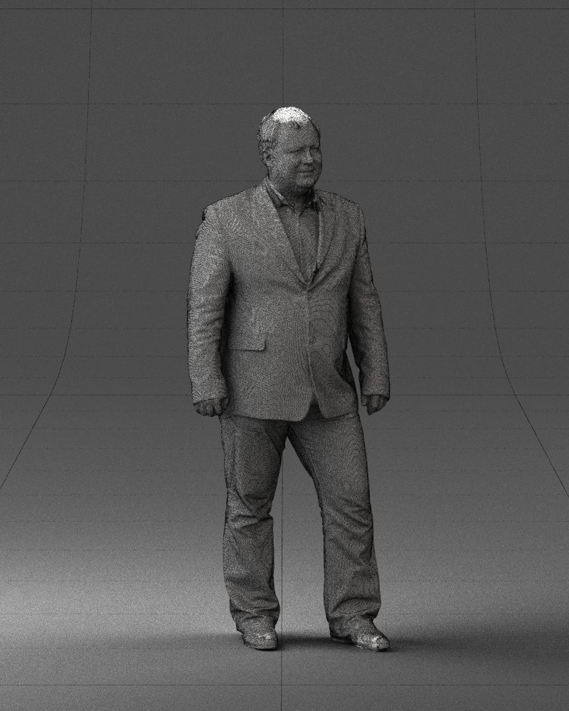 Short haired man striped shirt 0719 3D model_35