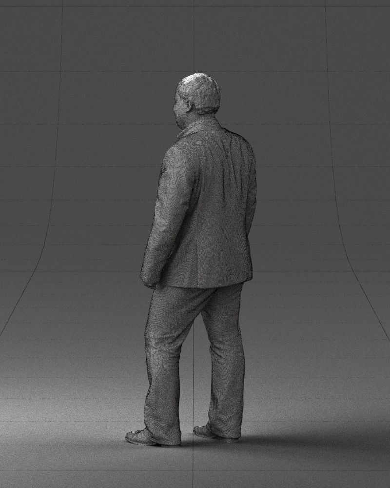 Short haired man striped shirt 0719 3D model_14