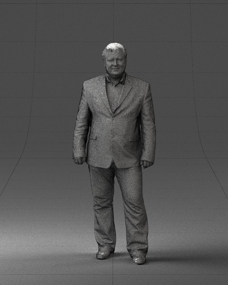 Short haired man striped shirt 0719 3D model_2