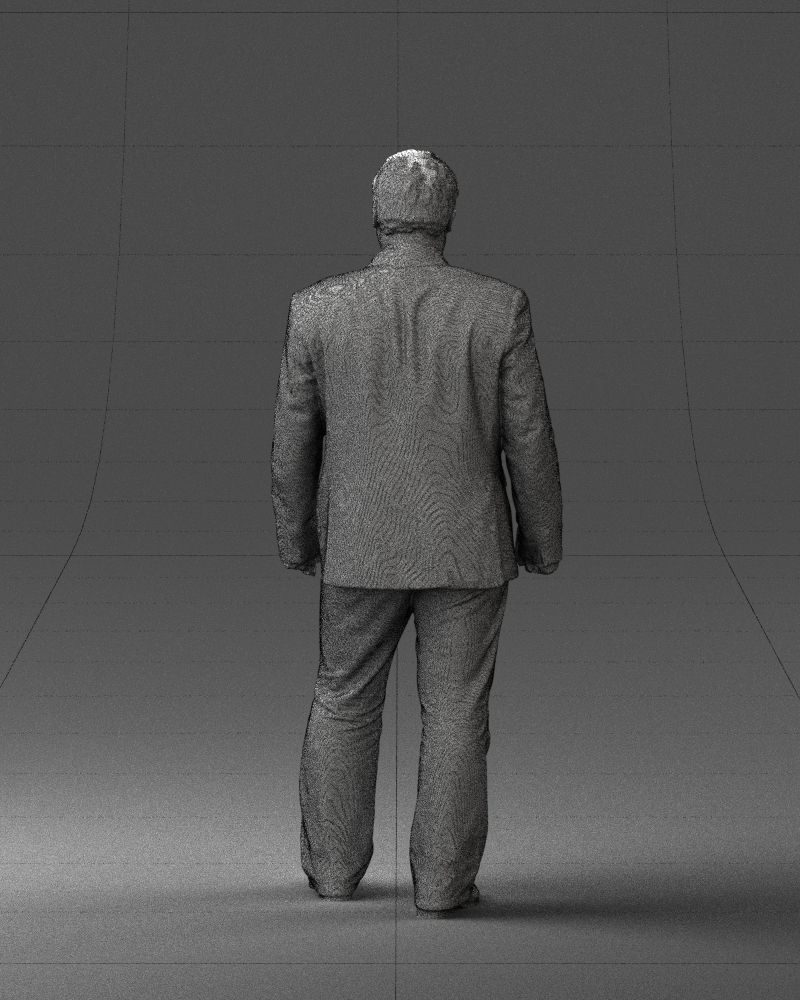 Short haired man striped shirt 0719 3D model_20