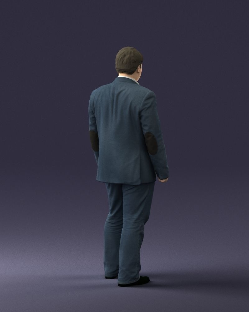 Short haired man striped shirt 0719 3D model_21