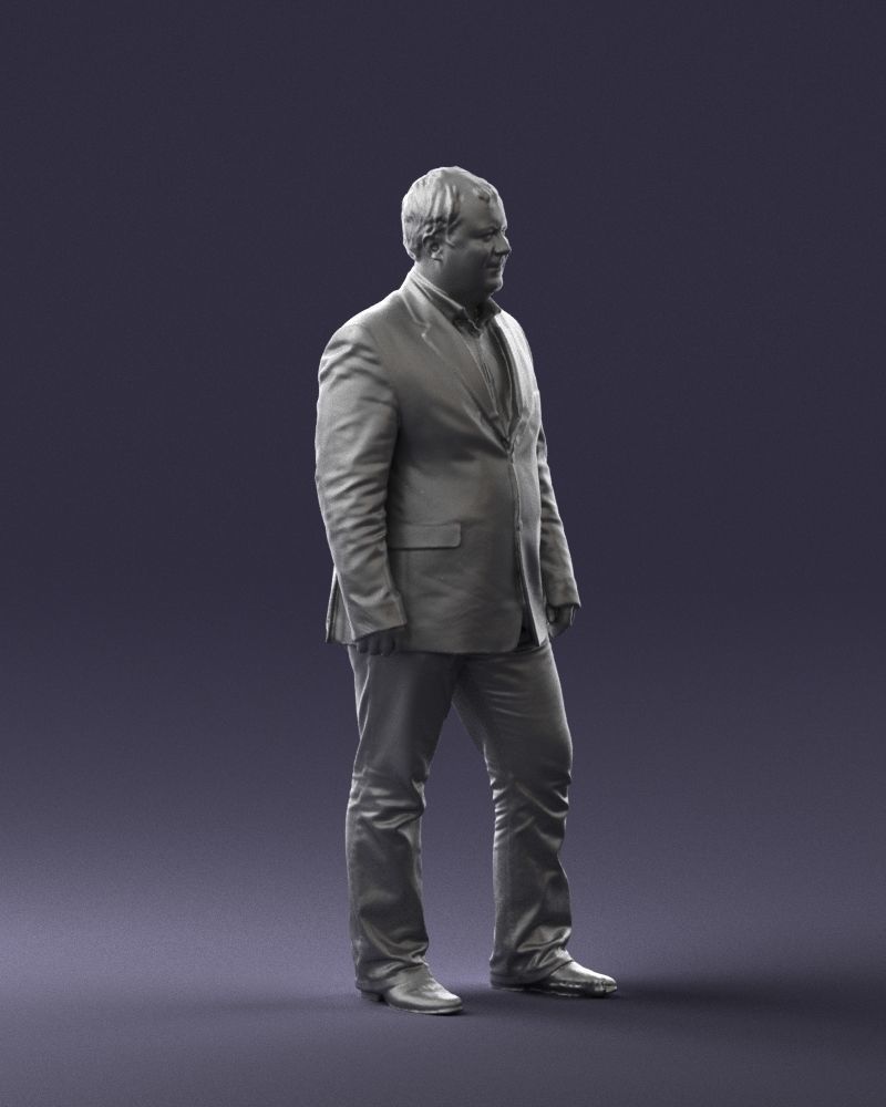 Short haired man striped shirt 0719 3D model_31