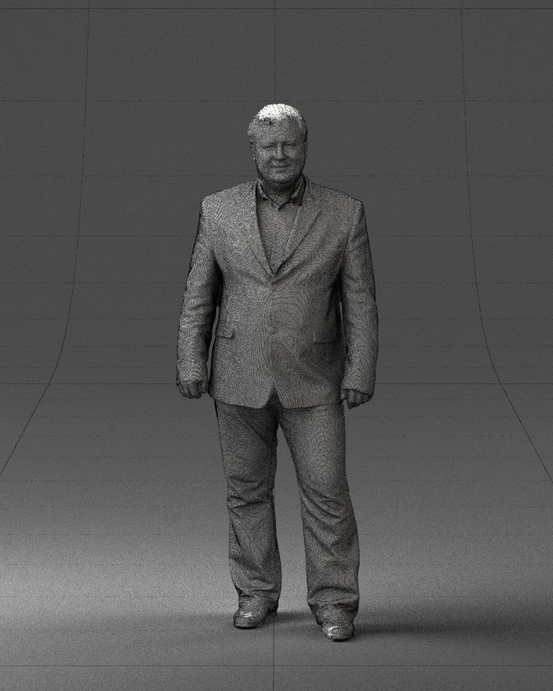 Short haired man striped shirt 0719 3D model_38