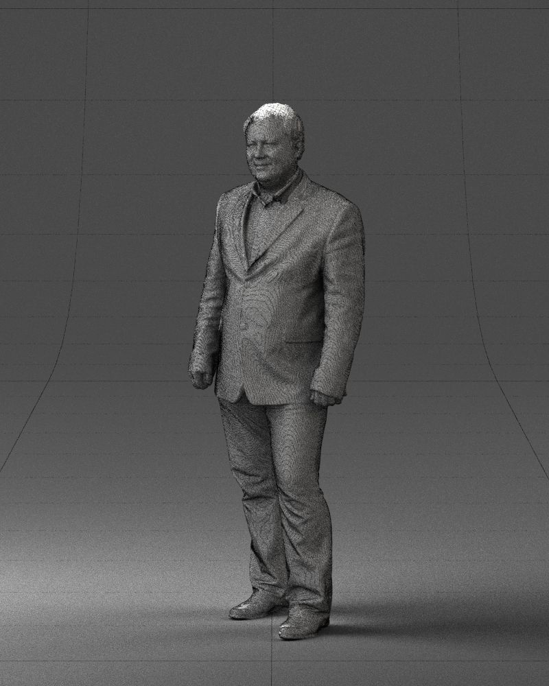 Short haired man striped shirt 0719 3D model_5