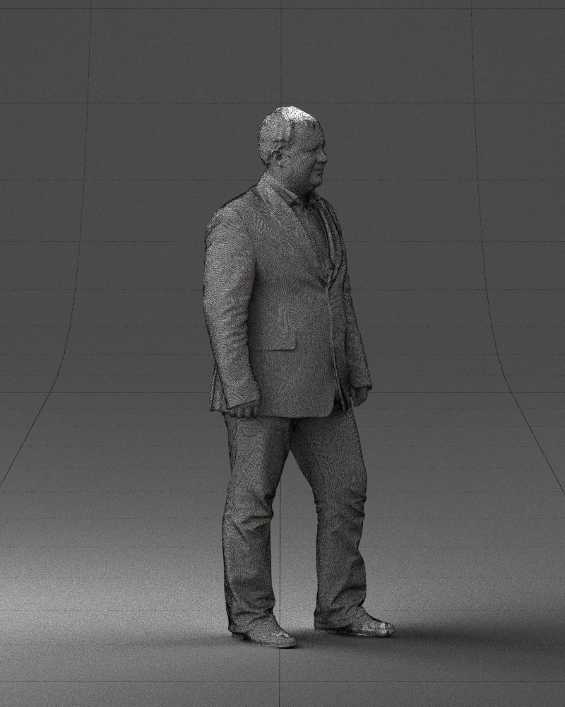 Short haired man striped shirt 0719 3D model_32