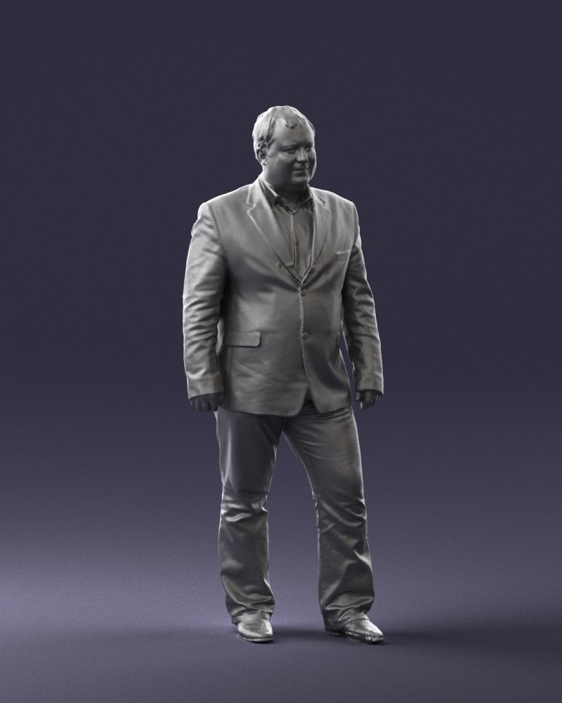 Short haired man striped shirt 0719 3D model_34