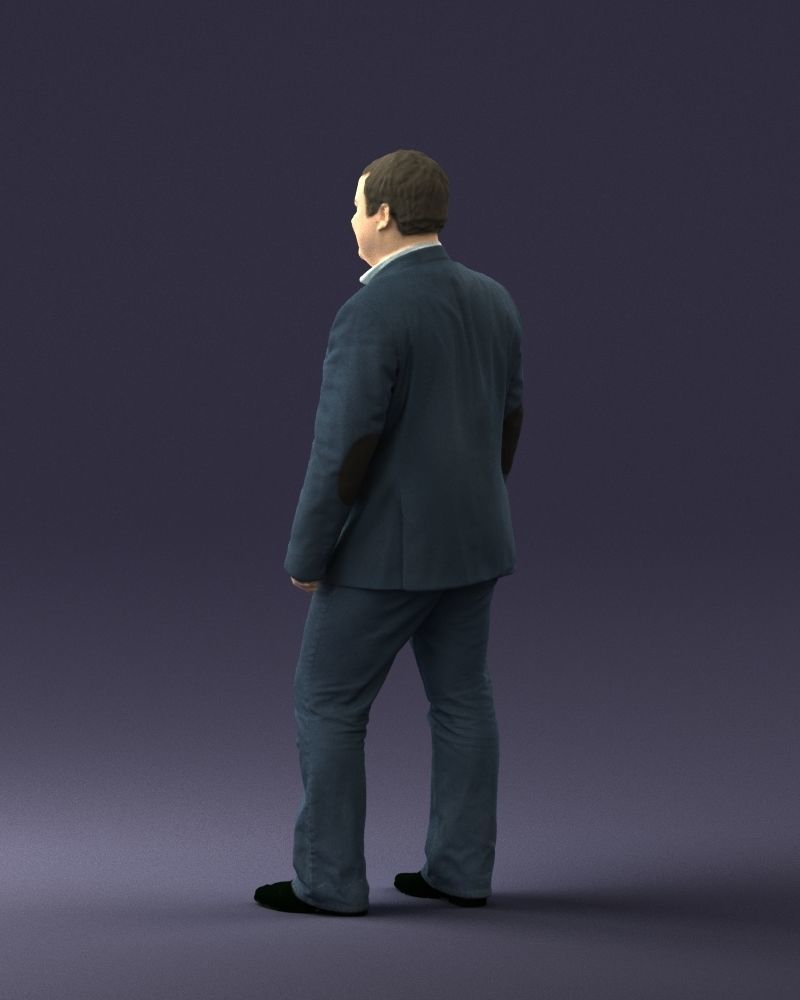 Short haired man striped shirt 0719 3D model_12