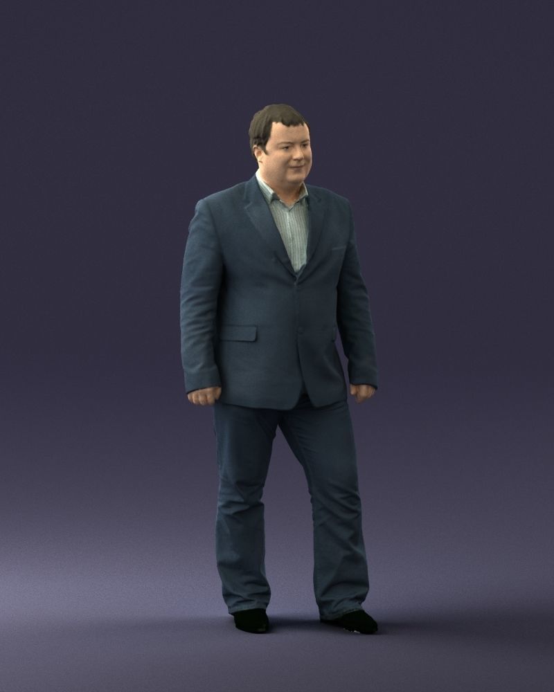 Short haired man striped shirt 0719 3D model_33